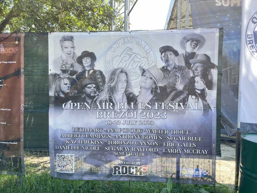 Open Air Blues Festival banner on a fence