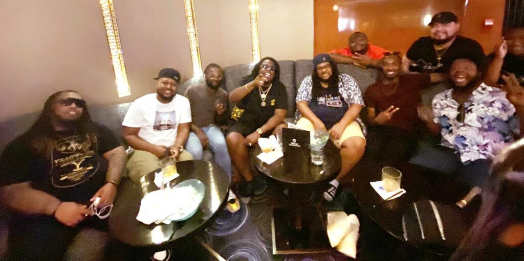 (L to R) Dylan Triplett, Terrrence Grayson (Victor Wainwright's band), Christone Kingfish Ingram, Mathias Lattin, Stephen Hull & members of their bands