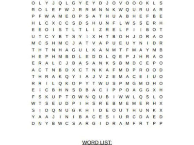 February 2023 word search
