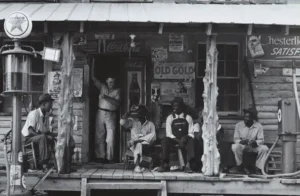 photo of men in appalachia relaxing on a store's front porch